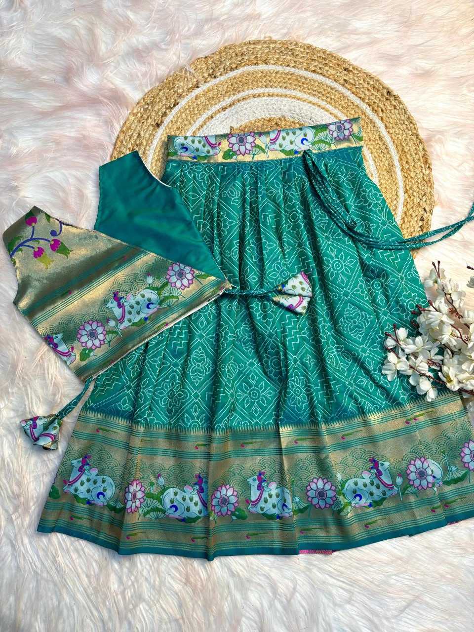 YNF PAITHANI SILK RIN193 APN12 KIDS WEAR WHOLESALE KIDS LEHENGAS MANUFACTURER