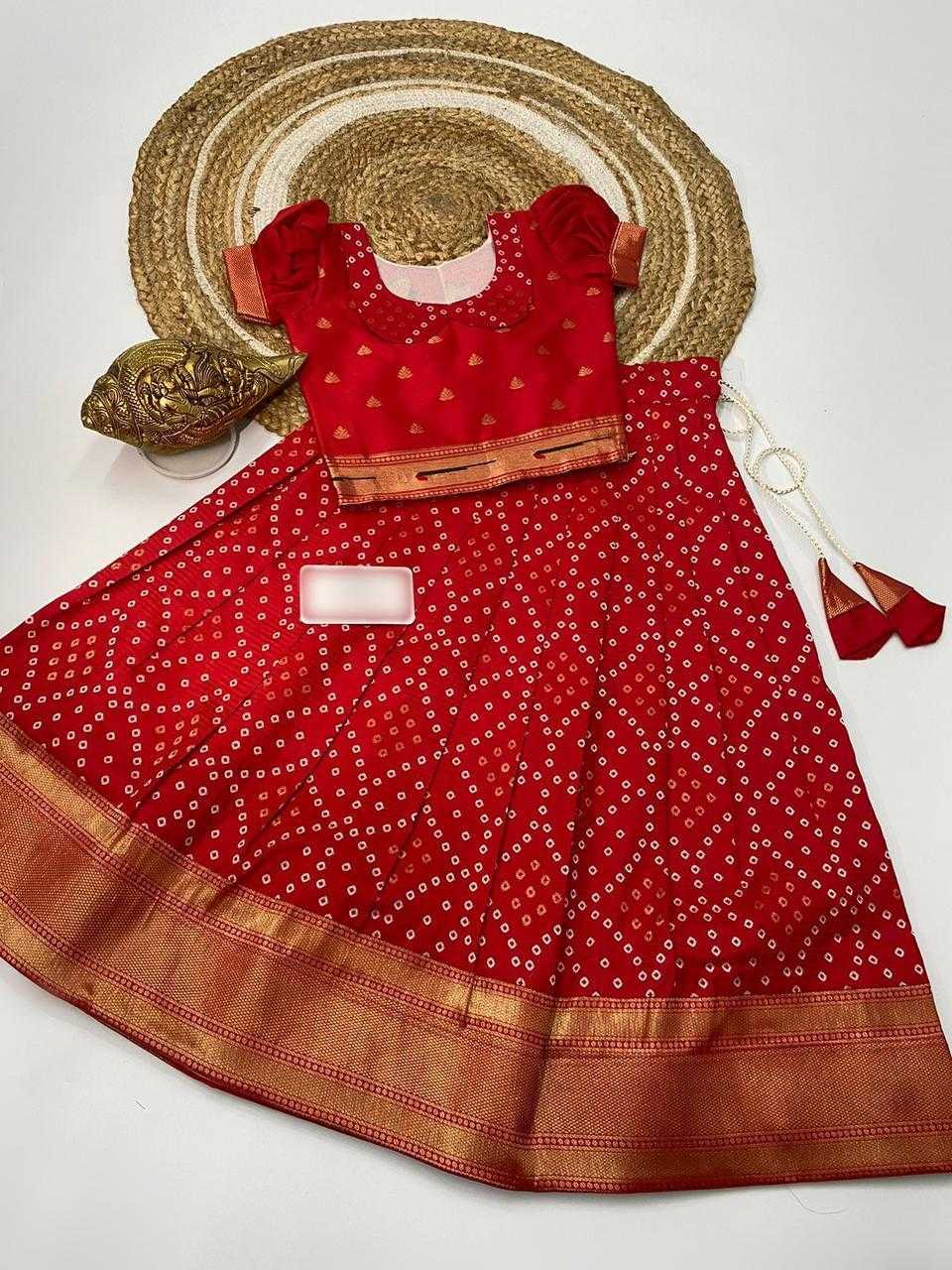 YNF PURE BANDHEJ RIN192 7924 KIDS WEAR WHOLESALE KIDS LEHENGAS MANUFACTURER