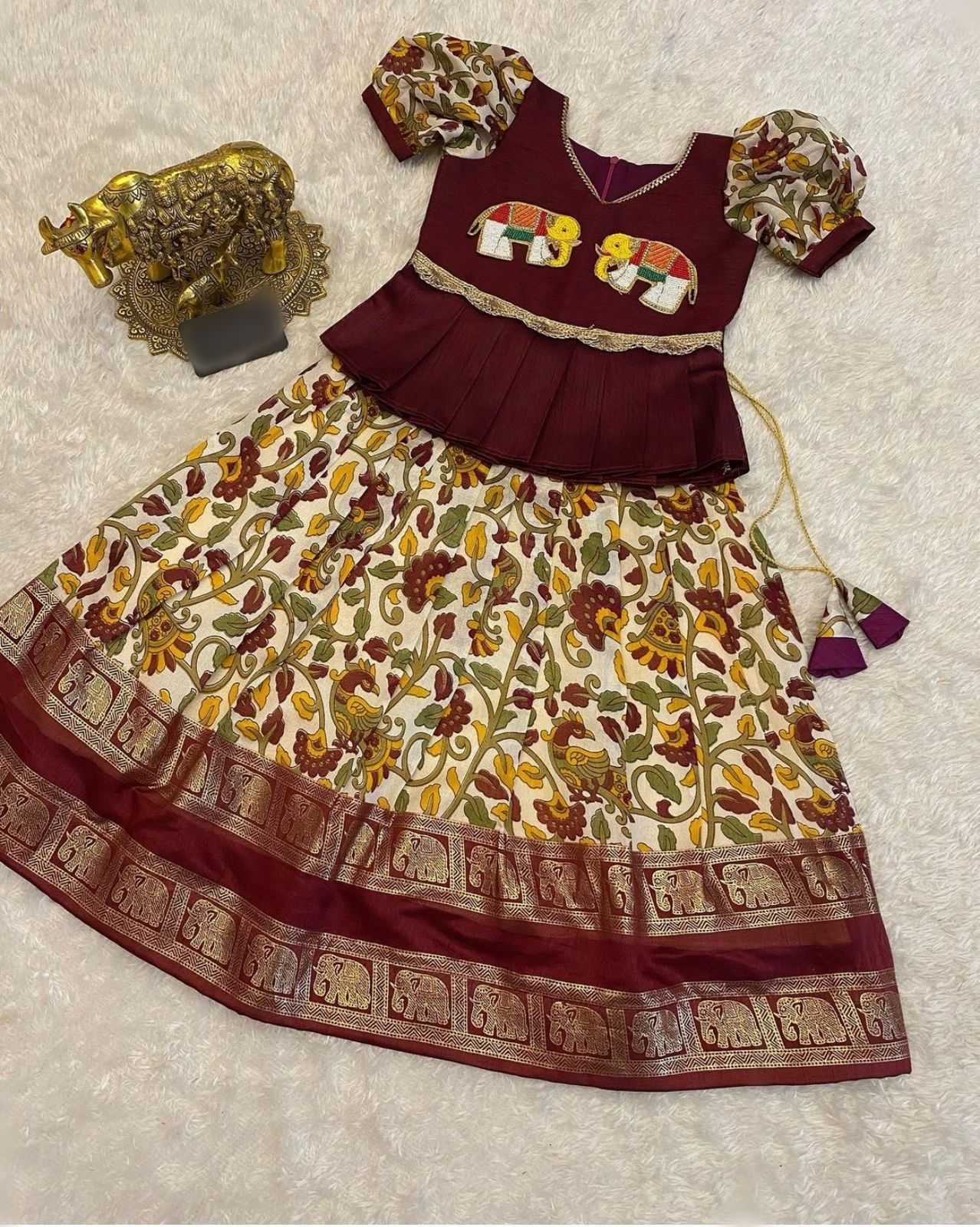 YNF TUSSAR SILK RIN192 8038 KIDS WEAR WHOLESALE KIDS LEHENGAS MANUFACTURER