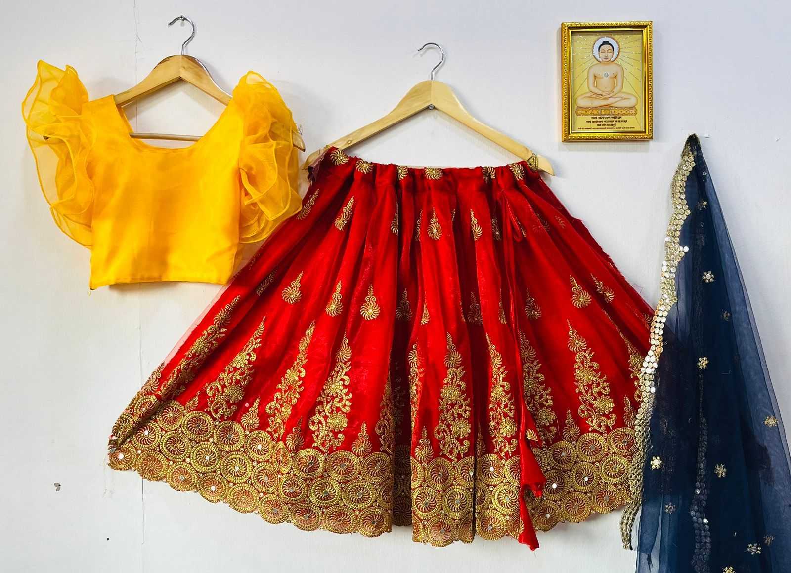 YNF SOFT TISSUE RIN115 REF48 KIDS WEAR WHOLESALE KIDS LEHENGAS MANUFACTURER