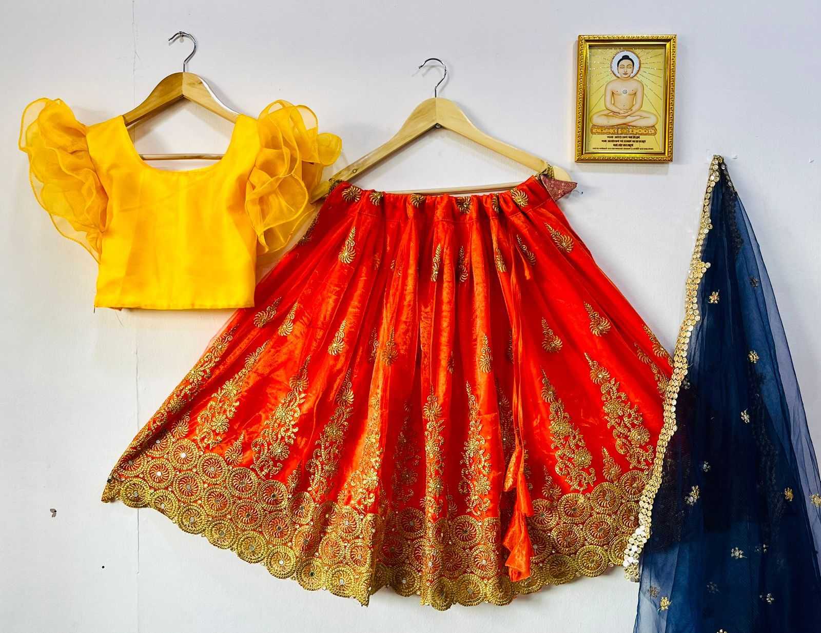 YNF SOFT TISSUE RIN115 REF48 KIDS WEAR WHOLESALE KIDS LEHENGAS MANUFACTURER