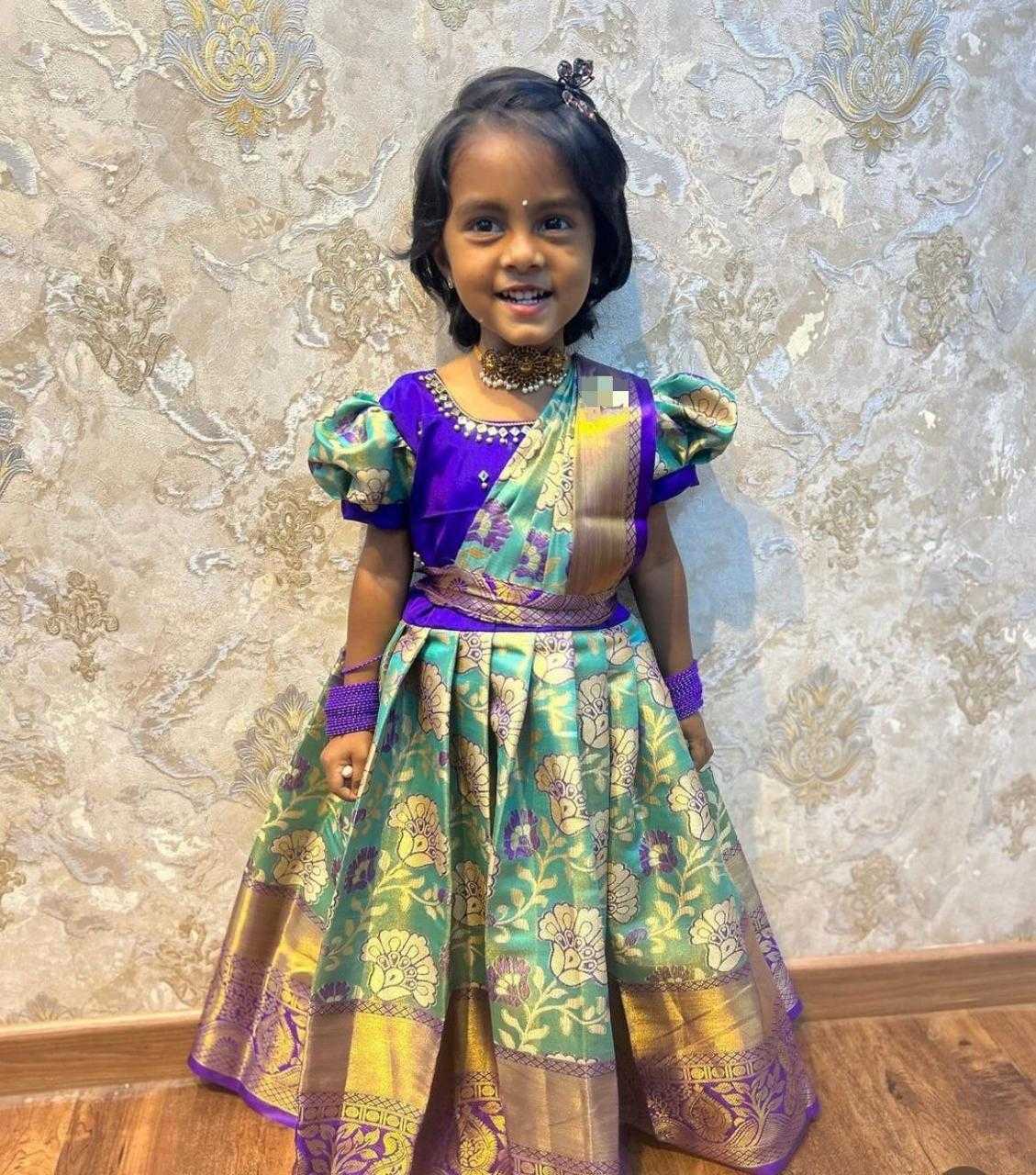 YNF KANJIVARAM SILK RIN192 8040 KIDS WEAR WHOLESALE KIDS WEDDING FESTIVEL GOWN MANUFACTURER- Kids Exports