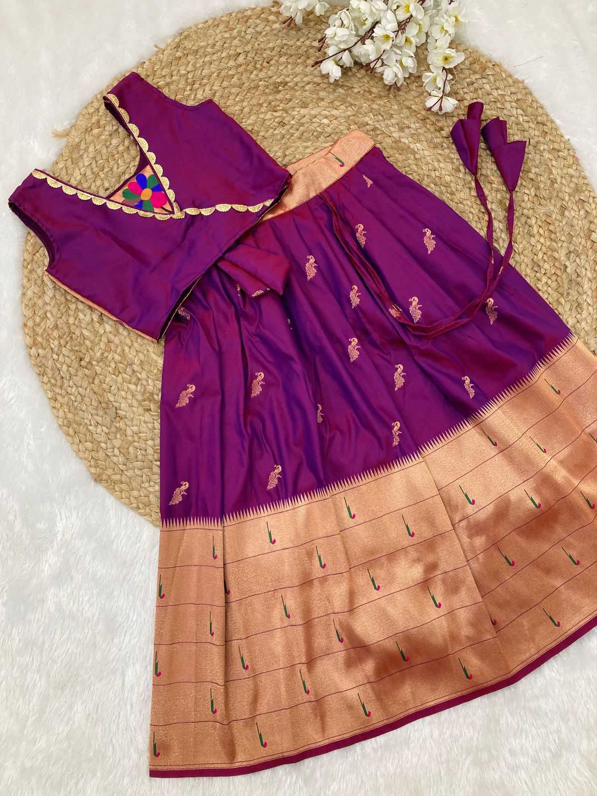 YNF PAITHANI SILK KESH238 RPF01 KIDS WEAR WHOLESALE KIDS LEHENGA TRADITIONAL OUTFITS KIDS LEHENGA FESTIVE WEAR KIDS WEDDING OUTFITS MANUFACTURER- Kids Exports