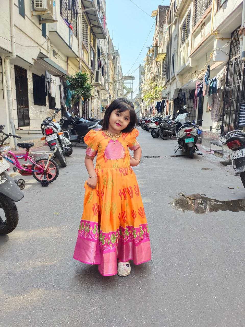 Ynf Silk RIN161 Kids SUMMER gown* Kids Wear Wholesale Kids Gown Kids Designer Frock Kids Party Wear Ethnic Manufacturer- Kids Exports