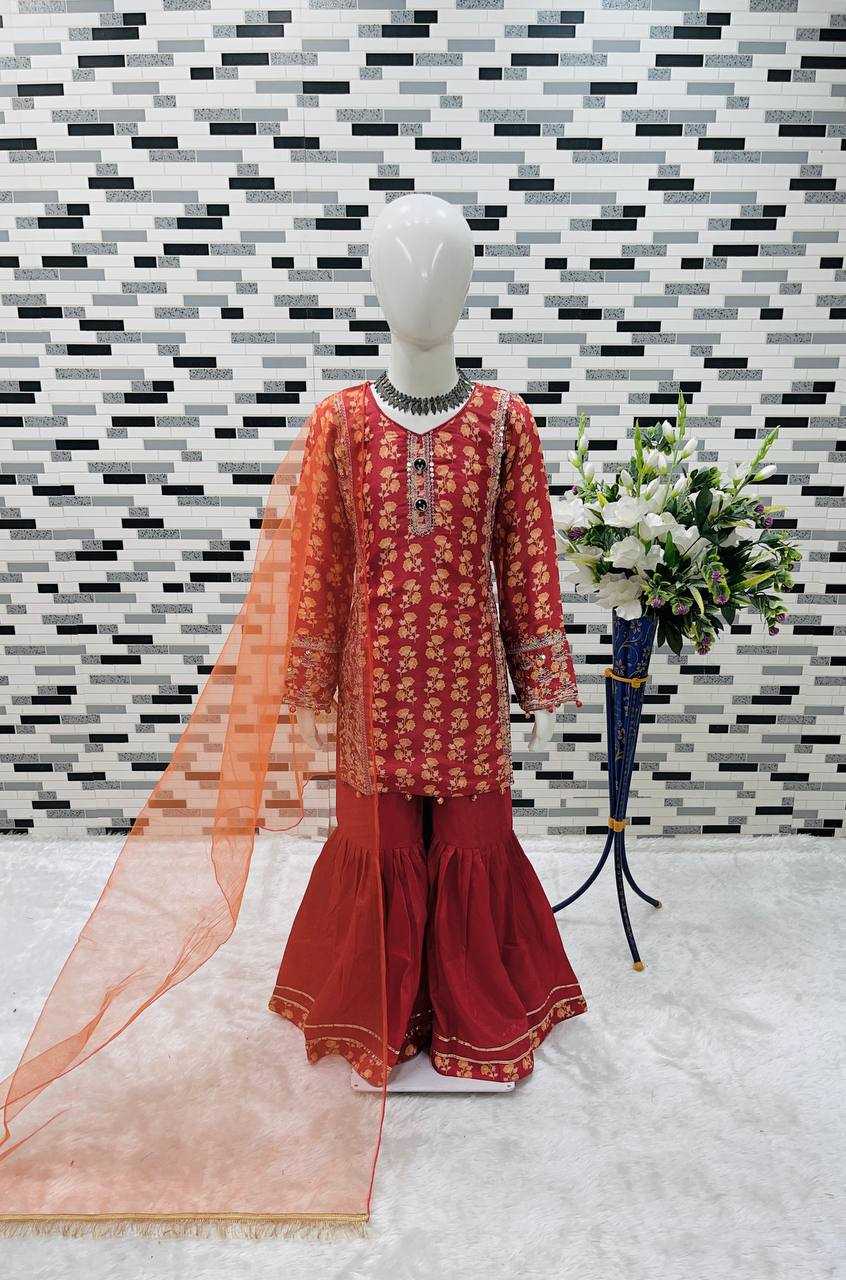 Ynf Chinon KESH415 204 Kids Wear Wholesale Kids Sharara Kids Suit Kids Anarkali Suits Manufacturer- Kids Exports