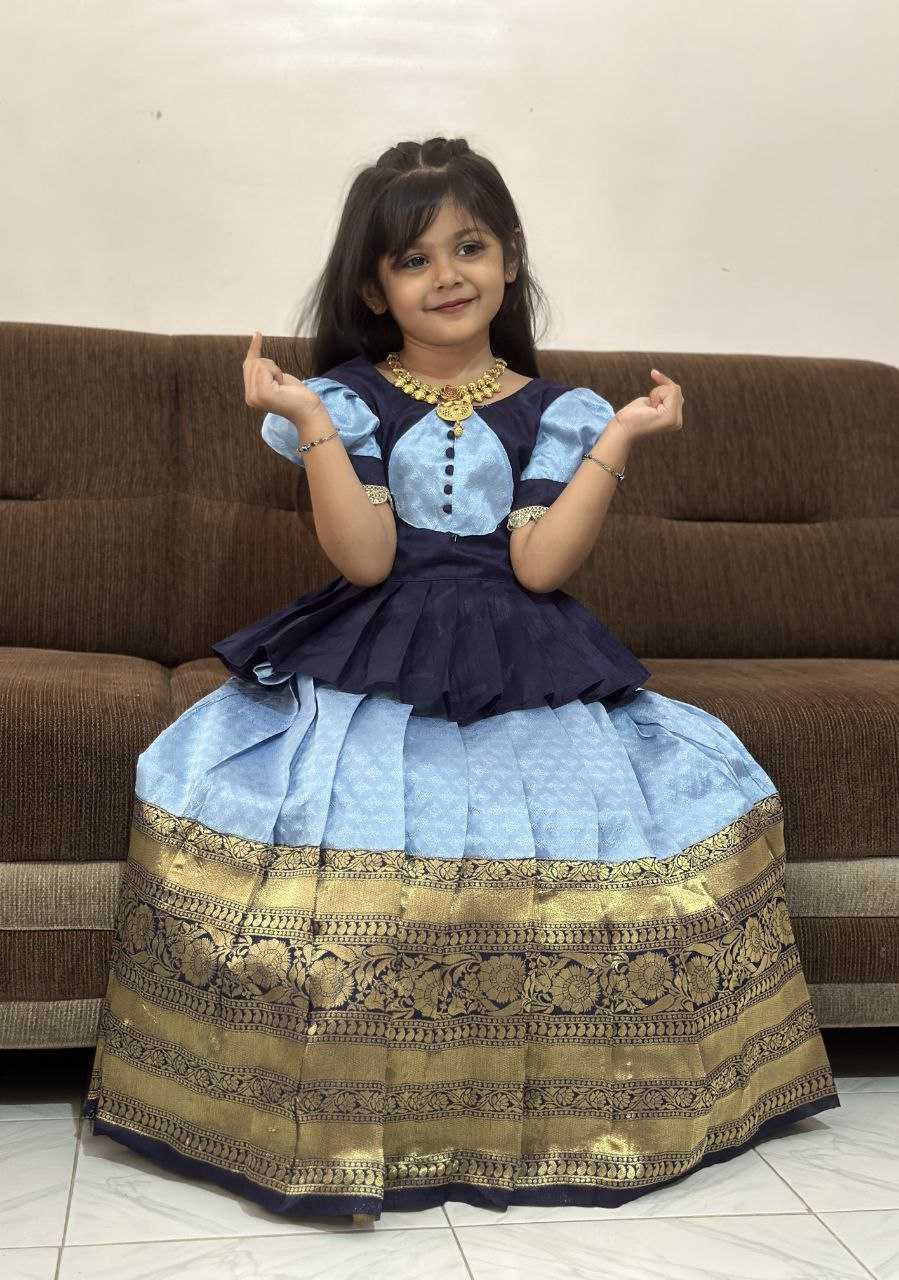 Ynf Lichi Silk RIN161 FULL FLAIR Kids Wear Wholesale Kids Lehenga Embroidered Frock Kids Lehenga Choli Manufacturer- Kids Exports