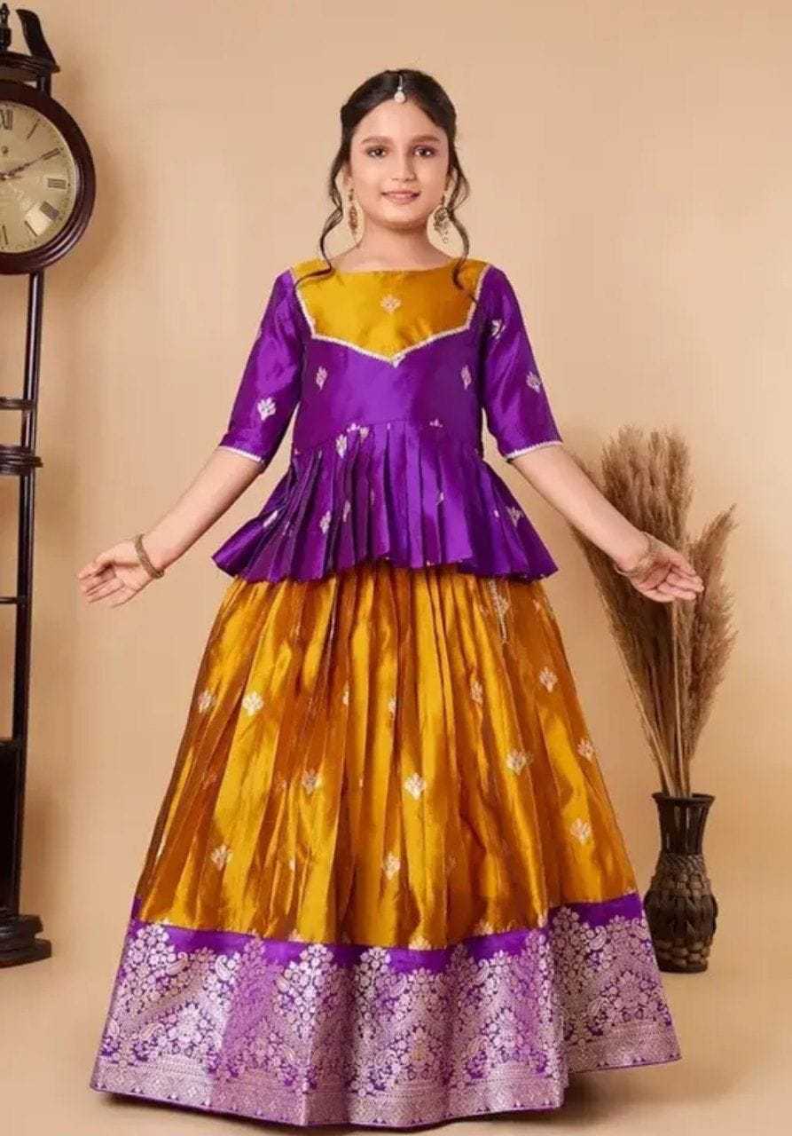 Ynf Soft Silk RIN222 HK-60 Kids Wear Wedding Collections Festive Collections Wholesale Kids Lehenga Choli Kids Festive Wear Kids Silk Dress Manufacturer- Kids Exports