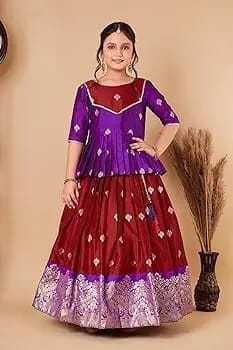 Ynf Soft Silk RIN222 HK-60 Kids Wear Wedding Collections Festive Collections Wholesale Kids Lehenga Choli Kids Festive Wear Kids Silk Dress Manufacturer- Kids Exports