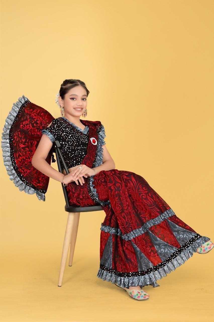 Ynf Fancy KESH461 50 Kids Wear Wholesale Kids Saree Dress Manufacturer- Kids Exports