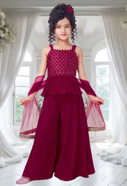 Ynf Poly Crepe KESH461 LITTLE FEATURE Kids Wear Wholesale Kids Indo-Western Wear Kids Party Wear Ethnic Manufacturer- Kids Exports