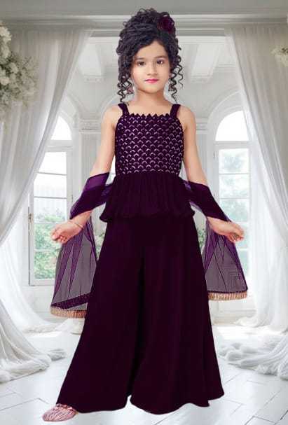 Ynf Poly Crepe KESH461 LITTLE FEATURE Kids Wear Wholesale Kids Indo-Western Wear Kids Party Wear Ethnic Manufacturer- Kids Exports