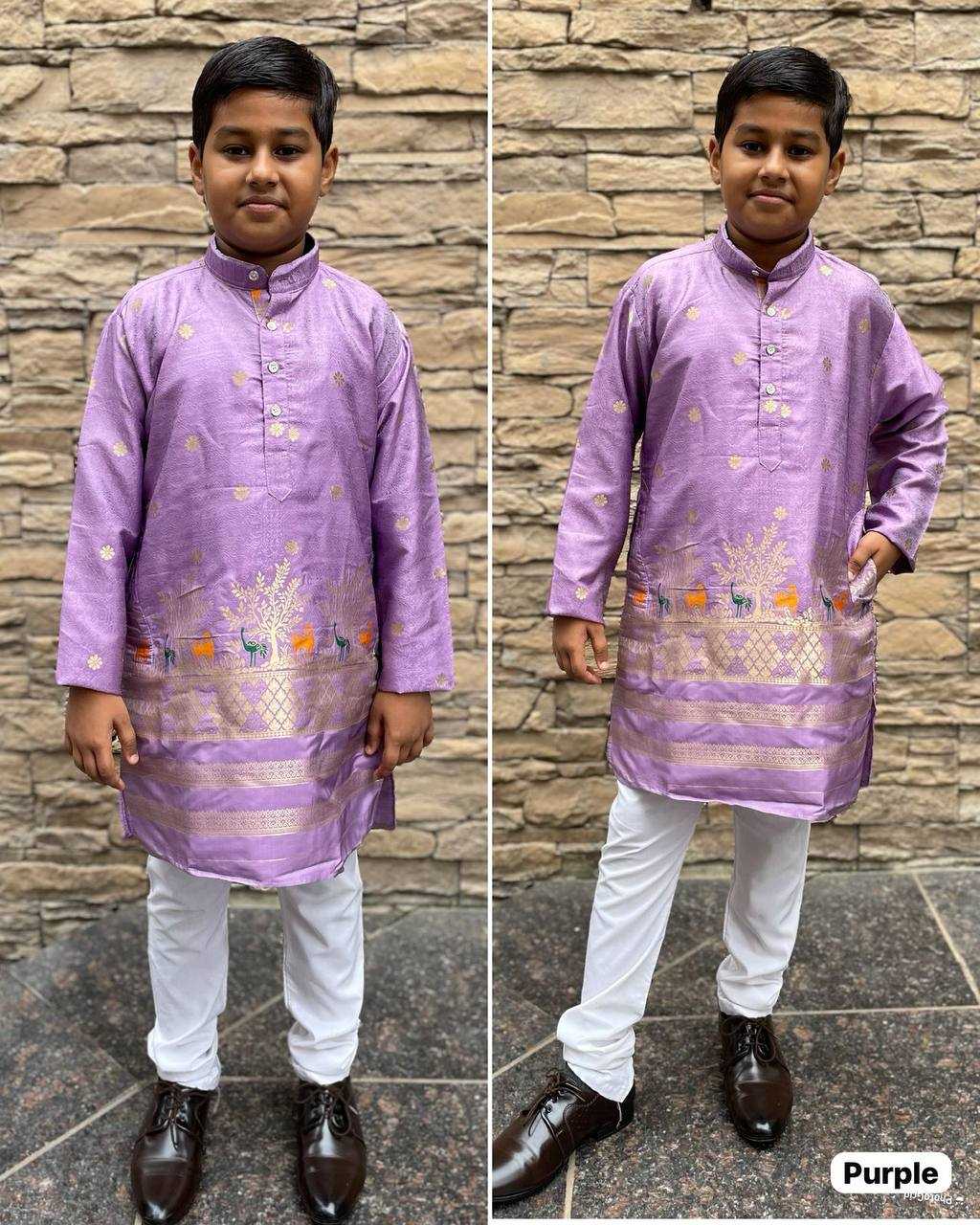 Ynf Cotton RIN125 Prince vol 2 Kids Wear Wholesale Boys Kurta Pyjama Manufacturer- Kids Exports