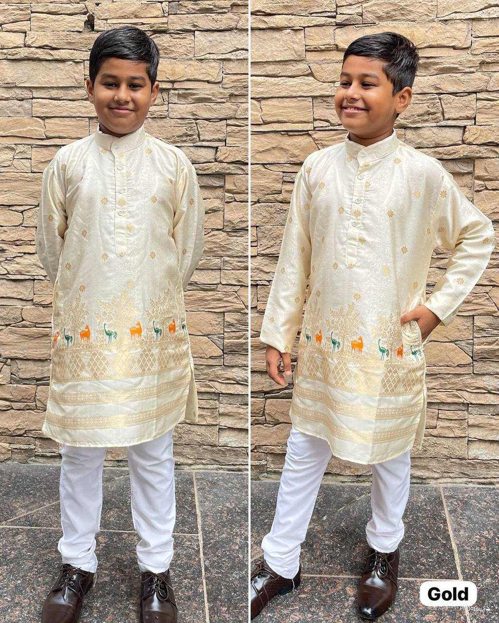 Ynf Cotton RIN125 Prince vol 2 Kids Wear Wholesale Boys Kurta Pyjama Manufacturer- Kids Exports