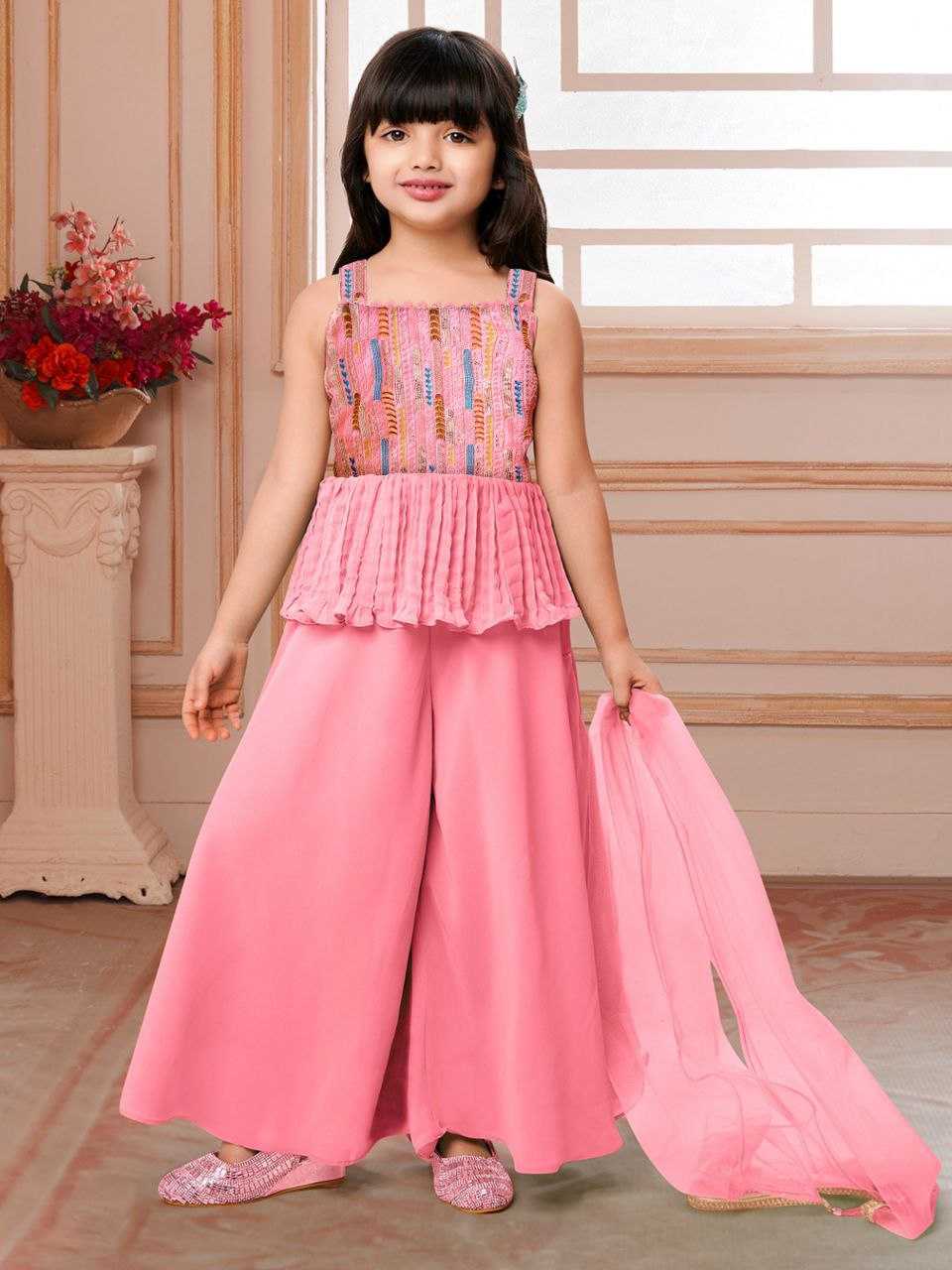 Ynf Crepe KESH461 138 Kids Wear Wholesale Kids Sharara Kids Suit Girls Ethnic Wear Manufacturer- Kids Exports