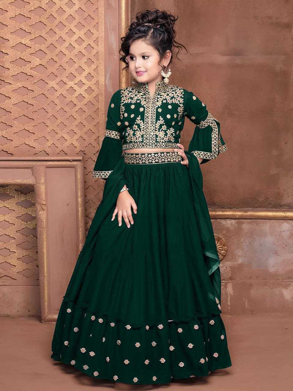 Ynf Handloom Silk RIN204 AEKADASHI LILEN Kids Wear Wholesale Kids Lehenga Kids Nightwear Kids Ghagra Choli Manufacturer- Kids Exports