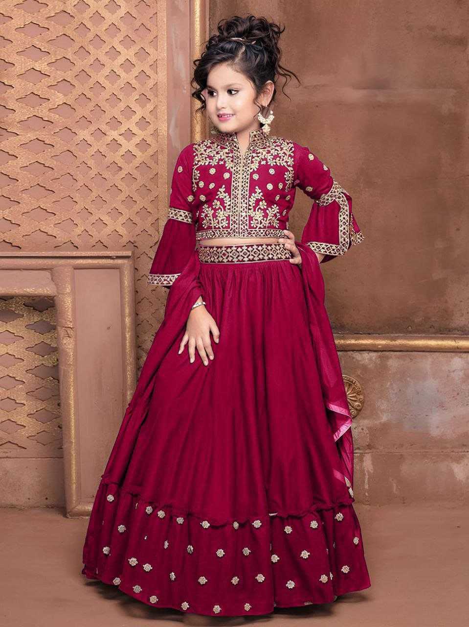 Ynf Handloom Silk RIN204 AEKADASHI LILEN Kids Wear Wholesale Kids Lehenga Kids Nightwear Kids Ghagra Choli Manufacturer- Kids Exports