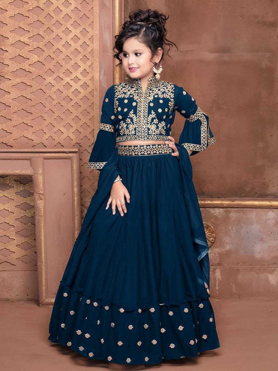 Ynf Handloom Silk RIN204 AEKADASHI LILEN Kids Wear Wholesale Kids Lehenga Kids Nightwear Kids Ghagra Choli Manufacturer- Kids Exports