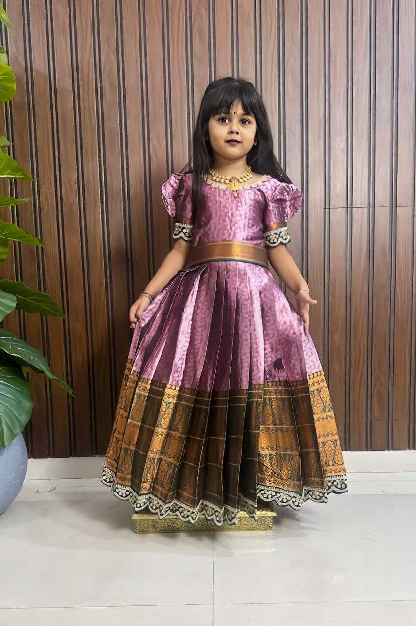 Ynf Kanjivaram Silk RIN161 ANKURI Kids Wear Wholesale Kids Gown Kids Frocks Girls Frock Manufacturer- Kids Exports