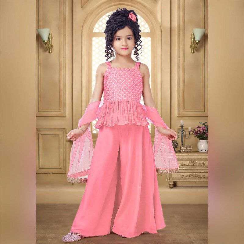 Ynf Crepe KESH461 166 Kids Wear Wholesale Kids Top & Pant Embroidered Frock Kids Festive Wear Manufacturer- Kids Exports