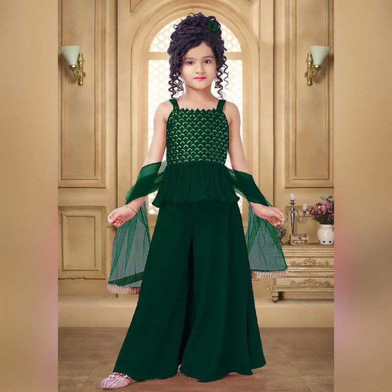 Ynf Crepe KESH461 166 Kids Wear Wholesale Kids Top & Pant Embroidered Frock Kids Festive Wear Manufacturer- Kids Exports