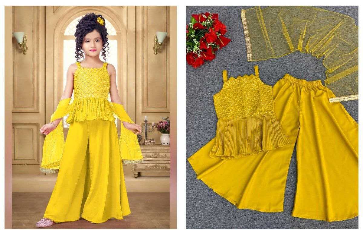 Ynf Crepe KESH461 166 Kids Wear Wholesale Kids Top & Pant Embroidered Frock Kids Festive Wear Manufacturer- Kids Exports