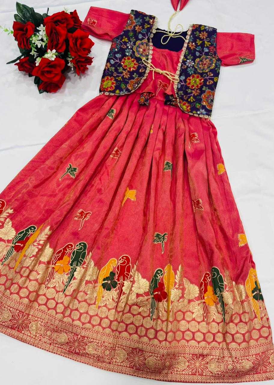 Ynf Crepe RIN235 SHAAT Kids Wear Festive Collections Wholesale Kids Gown Kids Ethnic Gowns Kids Festive Wear Manufacturer- Kids Exports