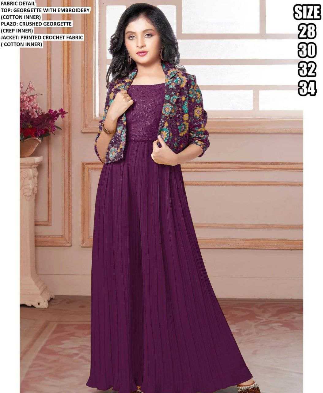 Ynf Georgette KESH461 179 Kids Wear Festive Collections Wholesale Kids Festive Wear Kids Indo-Western Wear Kids Traditional Jackets Manufacturer- Kids Exports