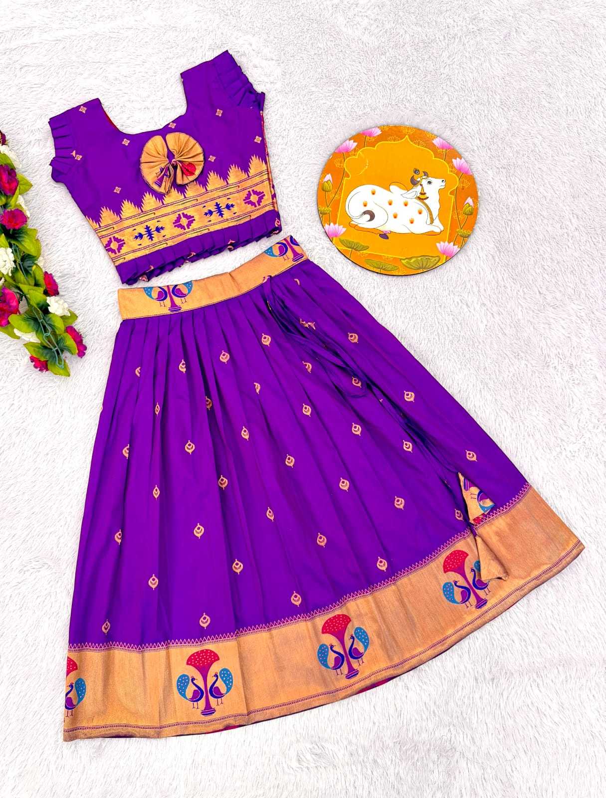 Ynf Paithani Silk RIN235 PAITHANI Kids Wear Wholesale Kids Lehenga Kids Traditional Outfits Kids Navratri Outfits Manufacturer- Kids Exports