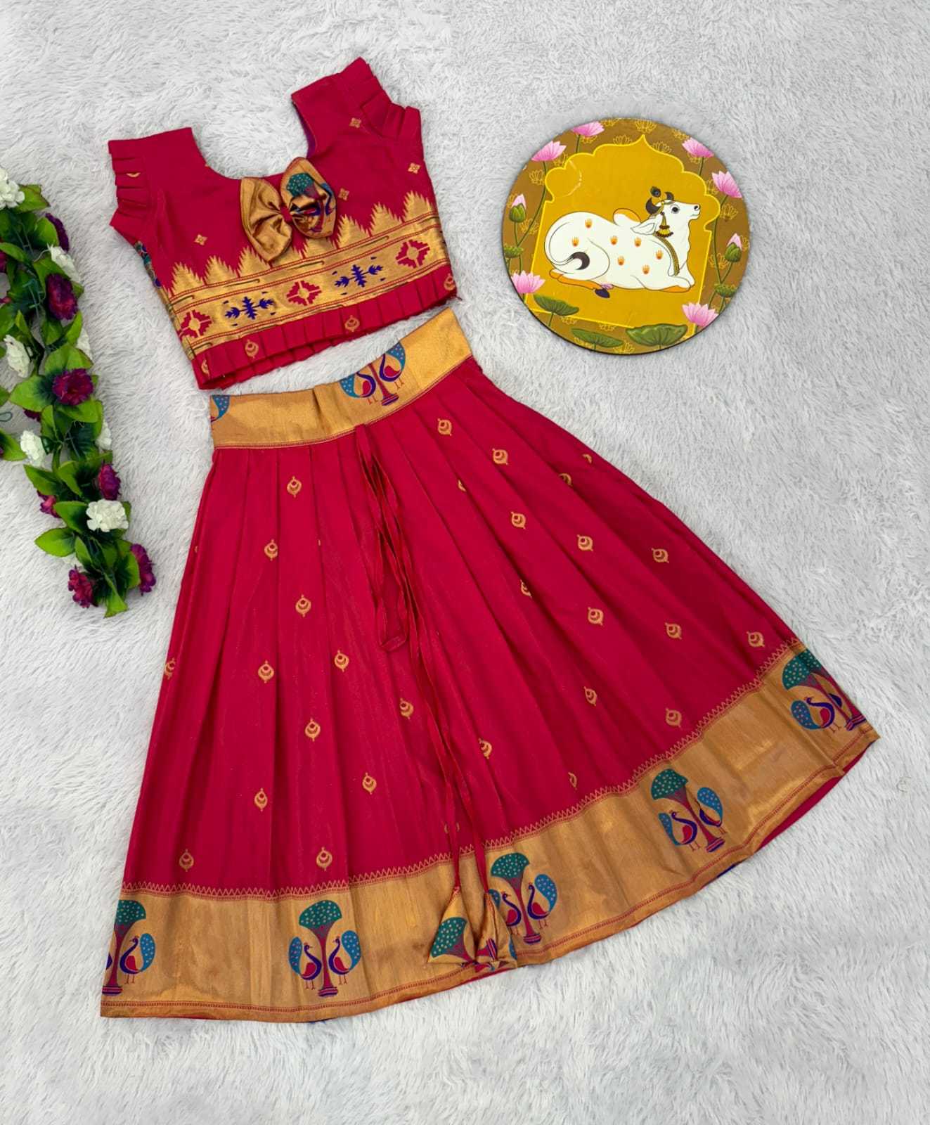 Ynf Paithani Silk RIN235 PAITHANI Kids Wear Wholesale Kids Lehenga Kids Traditional Outfits Kids Navratri Outfits Manufacturer- Kids Exports