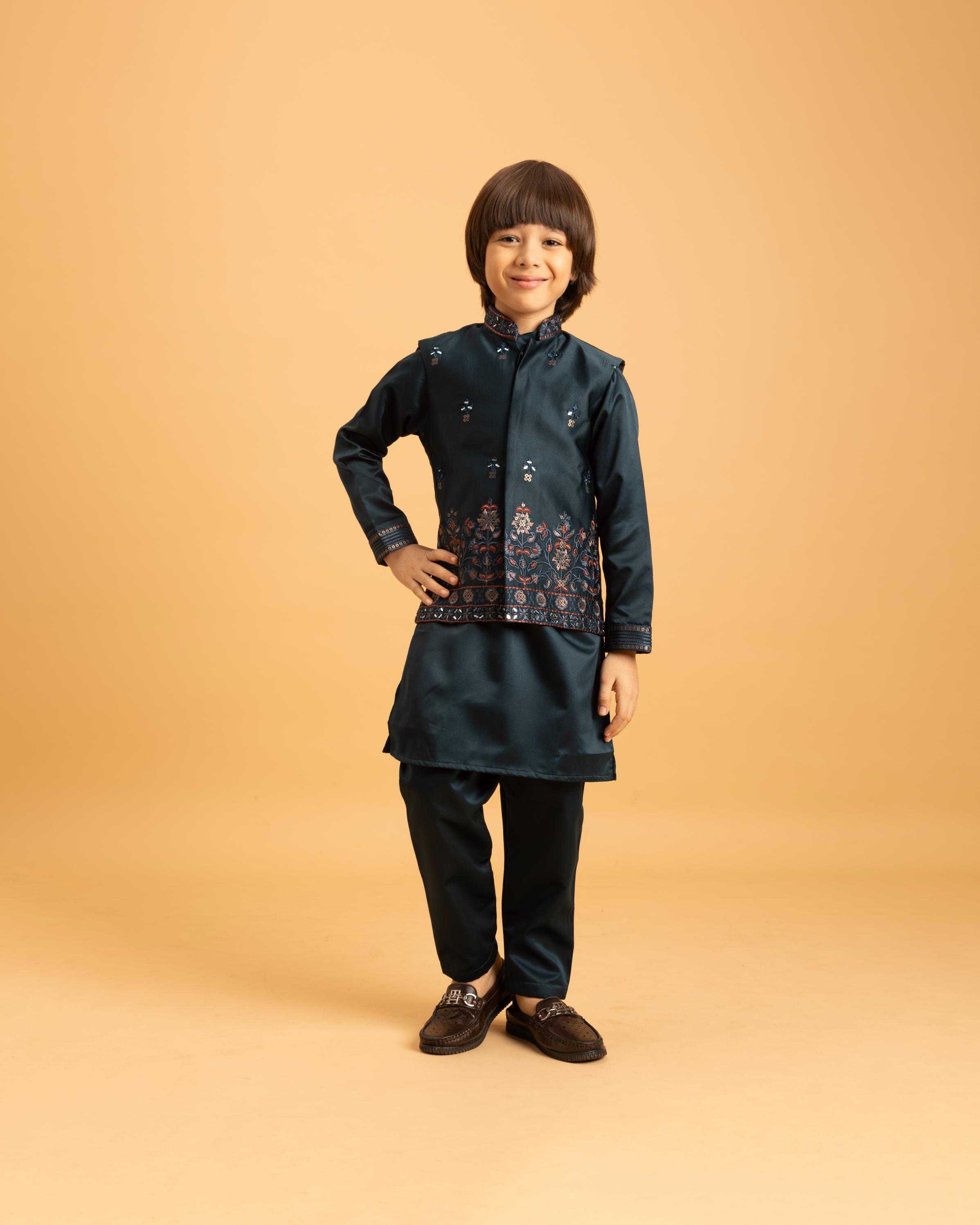 Ynf Satin RIN202 ETHNI KIDZ Kids Wear Wholesale Boys Kurta Pyjama Kids Kurta Pajama Baby Boy Kurta Set Manufacturer- Kids Exports