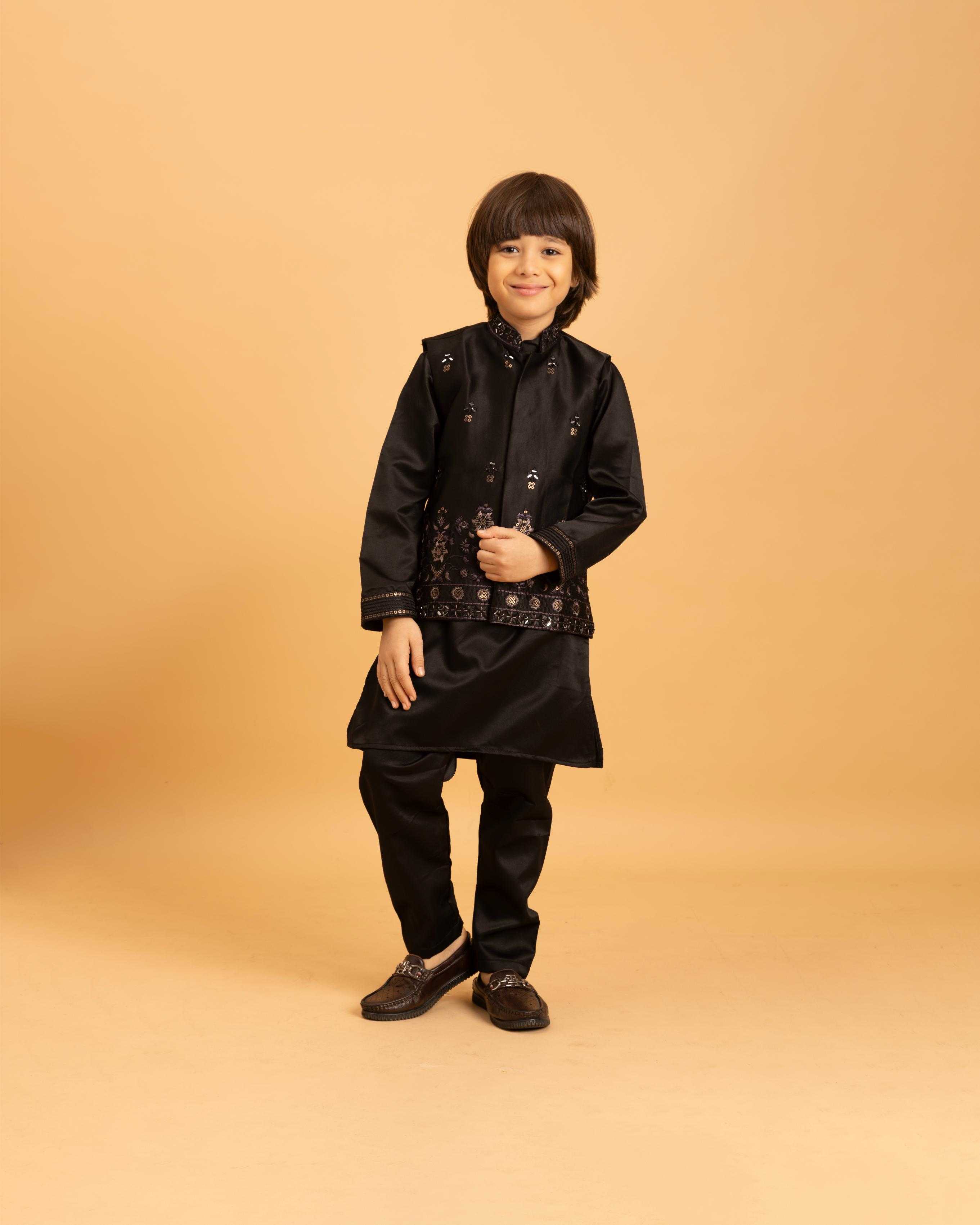 Ynf Satin RIN202 ETHNI KIDZ Kids Wear Wholesale Boys Kurta Pyjama Kids Kurta Pajama Baby Boy Kurta Set Manufacturer- Kids Exports