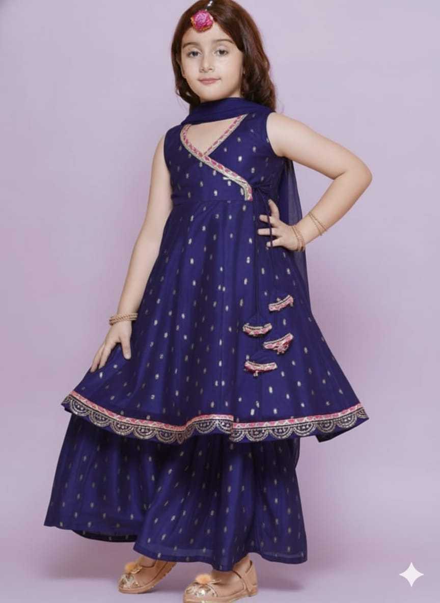 Ynf Chanderi Silk KESH642 08 Kids Wear Wholesale Kids Sharara Kids Traditional Outfits Kids Wedding Outfits Manufacturer- Kids Exports