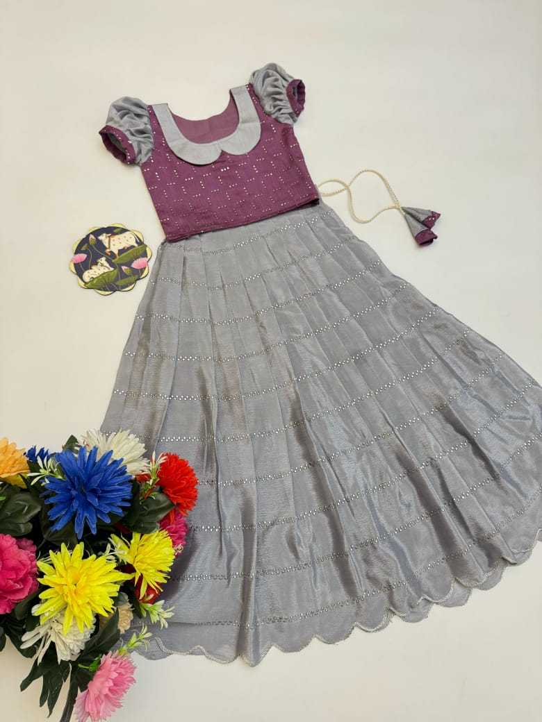 Ynf Chinon RIN235 Mukiesh Kids Wear Wholesale Kids Lehenga Girls Cotton Frocks Kids Designer Frock Manufacturer- Kids Exports