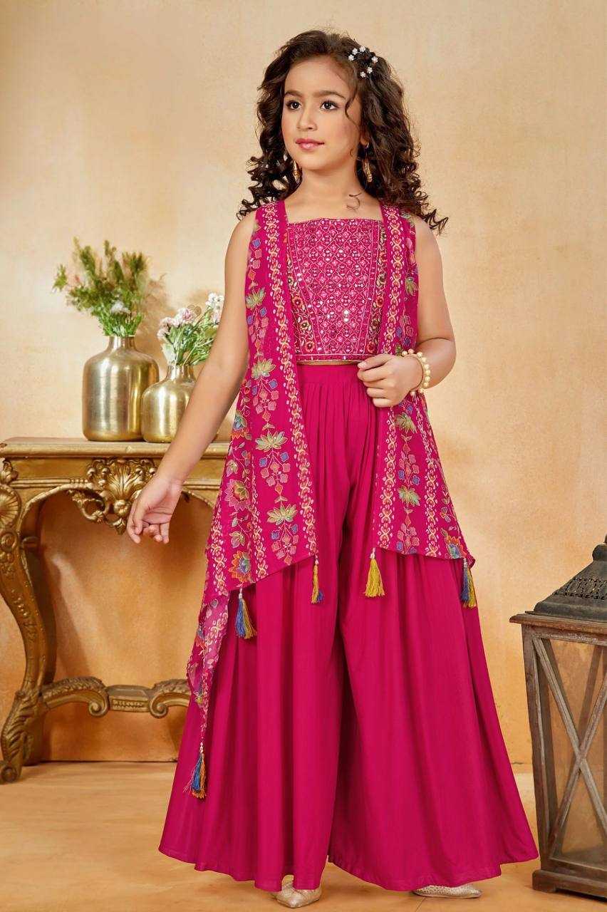 Ynf Heavy Crepe KESH642 049 Kids Wear Wholesale Embroidered Frock Girls Kurti Kids Festive Wear Manufacturer- Kids Exports