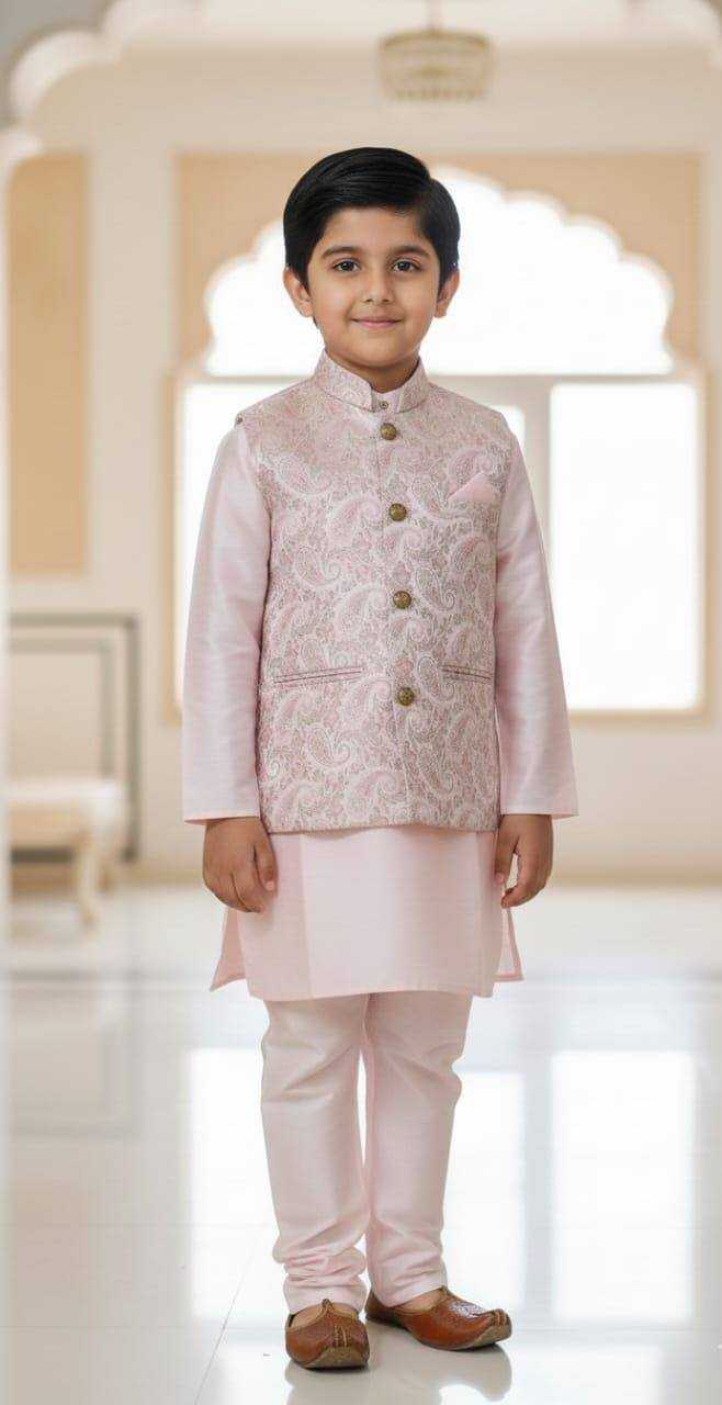 Ynf Jacquard KESH650 SAVI Kids Wear Festive Collections Wholesale Boys Kurta Pyjama Kids Festive Wear Baby Boy Kurta Set Manufacturer- Kids Exports