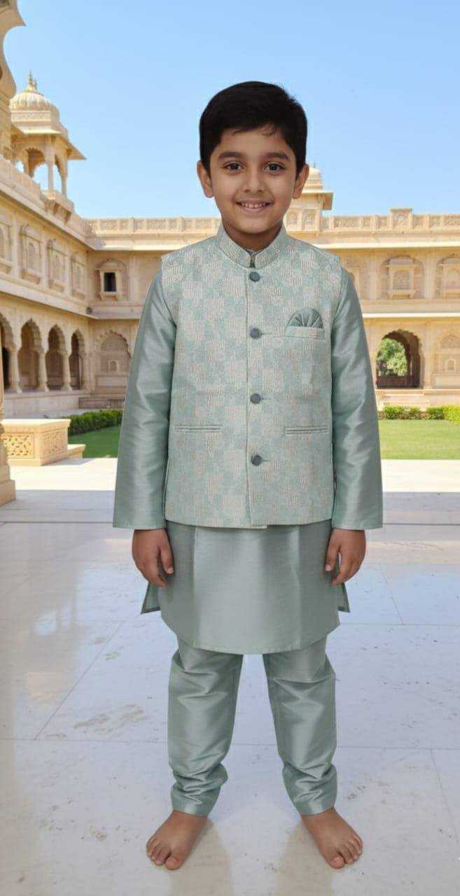 Ynf Jacquard KESH650 SAVI Kids Wear Festive Collections Wholesale Boys Kurta Pyjama Kids Festive Wear Baby Boy Kurta Set Manufacturer- Kids Exports