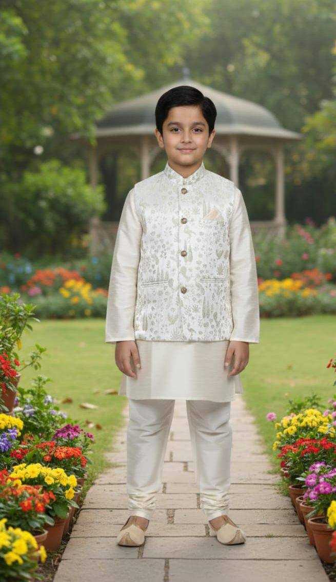 Ynf Jacquard KESH650 SAVI Kids Wear Festive Collections Wholesale Boys Kurta Pyjama Kids Festive Wear Baby Boy Kurta Set Manufacturer- Kids Exports