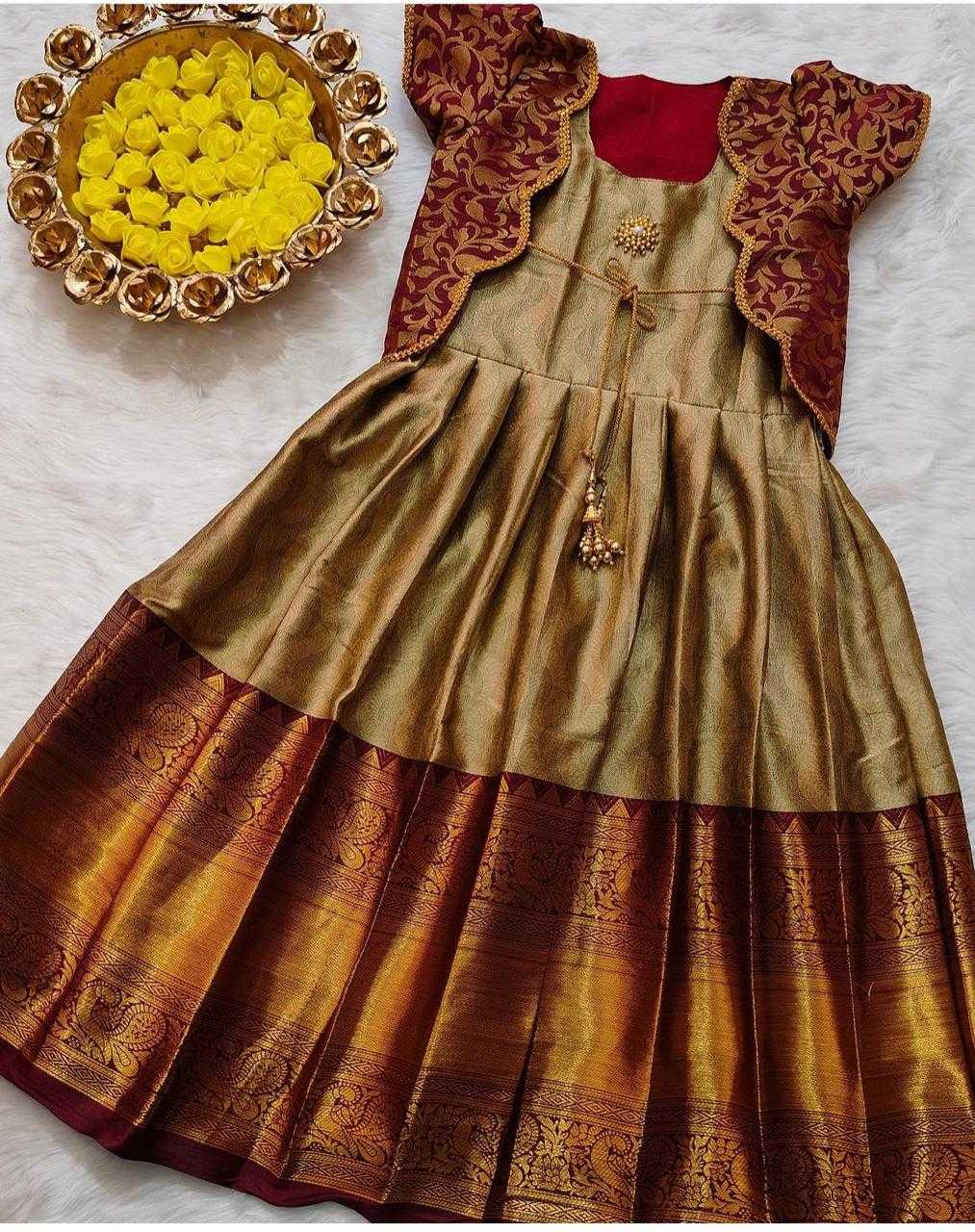 Ynf Lichi Silk RIN235 Snehal Kids Wear Festive Collections Wholesale Kids Gown Kids Frocks Kids Ethnic Gowns Manufacturer- Kids Exports