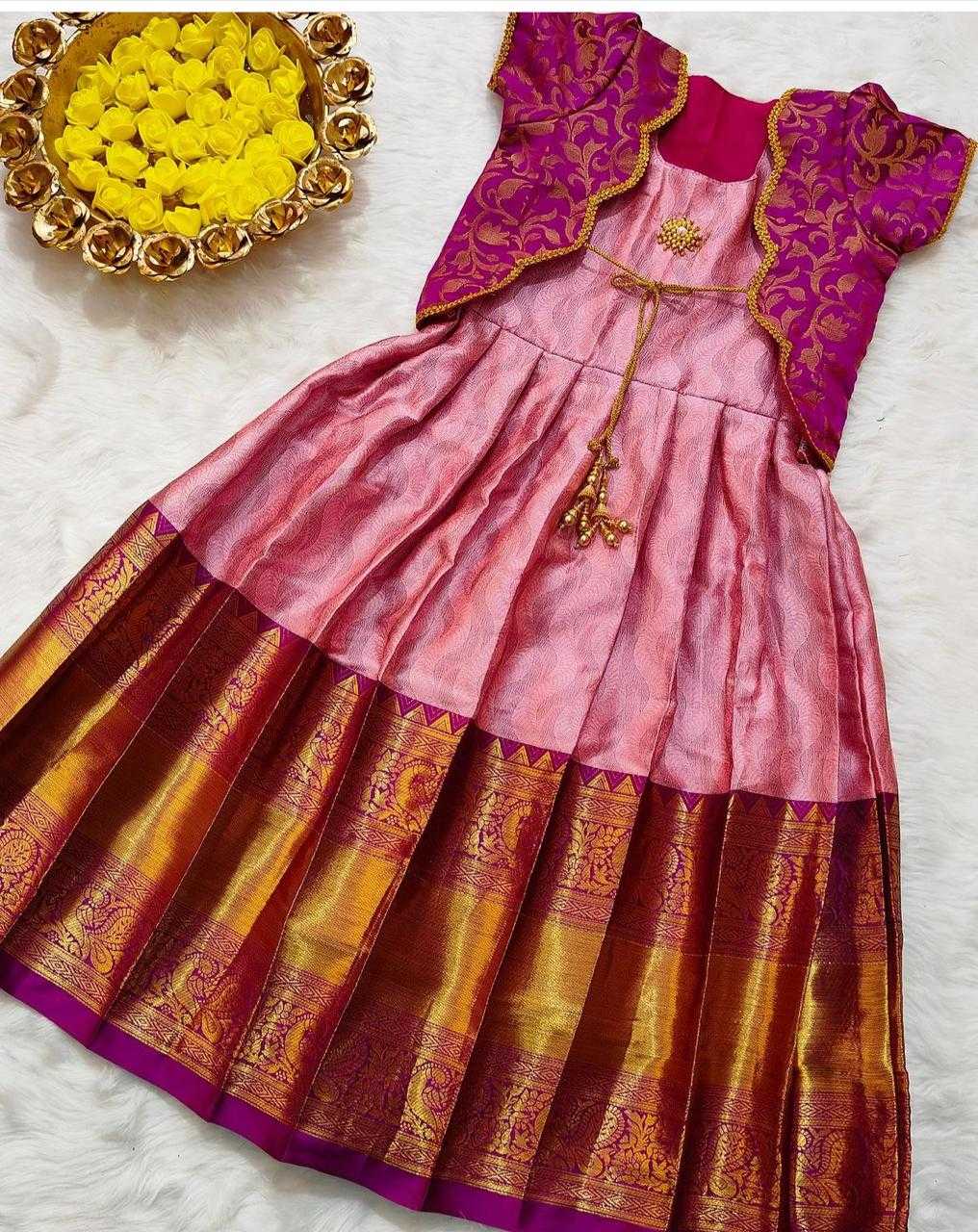 Ynf Lichi Silk RIN235 Snehal Kids Wear Festive Collections Wholesale Kids Gown Kids Frocks Kids Ethnic Gowns Manufacturer- Kids Exports