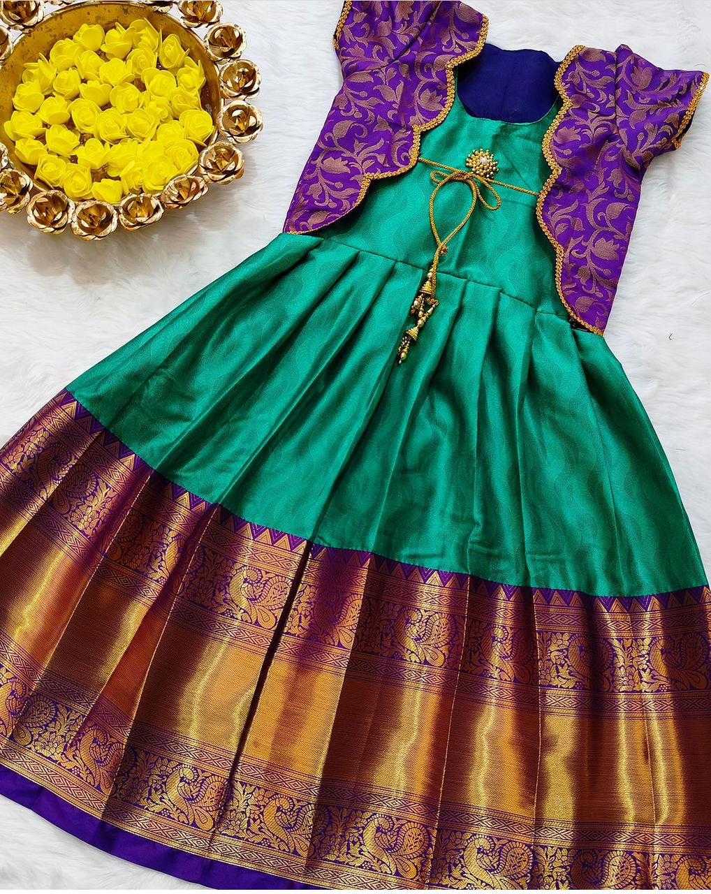 Ynf Lichi Silk RIN235 Snehal Kids Wear Festive Collections Wholesale Kids Gown Kids Frocks Kids Ethnic Gowns Manufacturer- Kids Exports