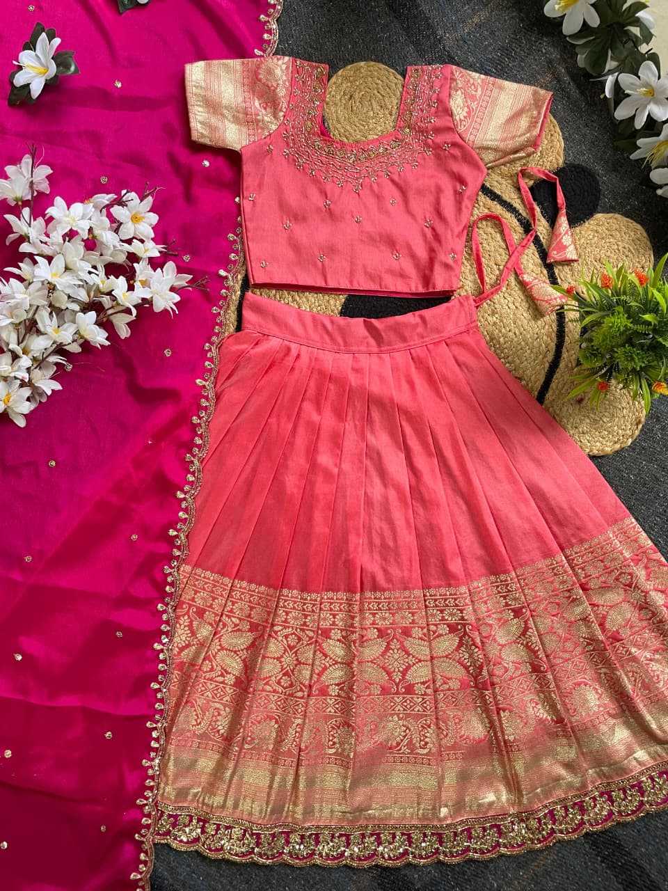 Ynf Pure Silk KESH505 SANIYA Kids Wear Festive Collections Wholesale Kids Lehenga Choli Kids Festive Wear Pongal Collections Manufacturer- Kids Exports