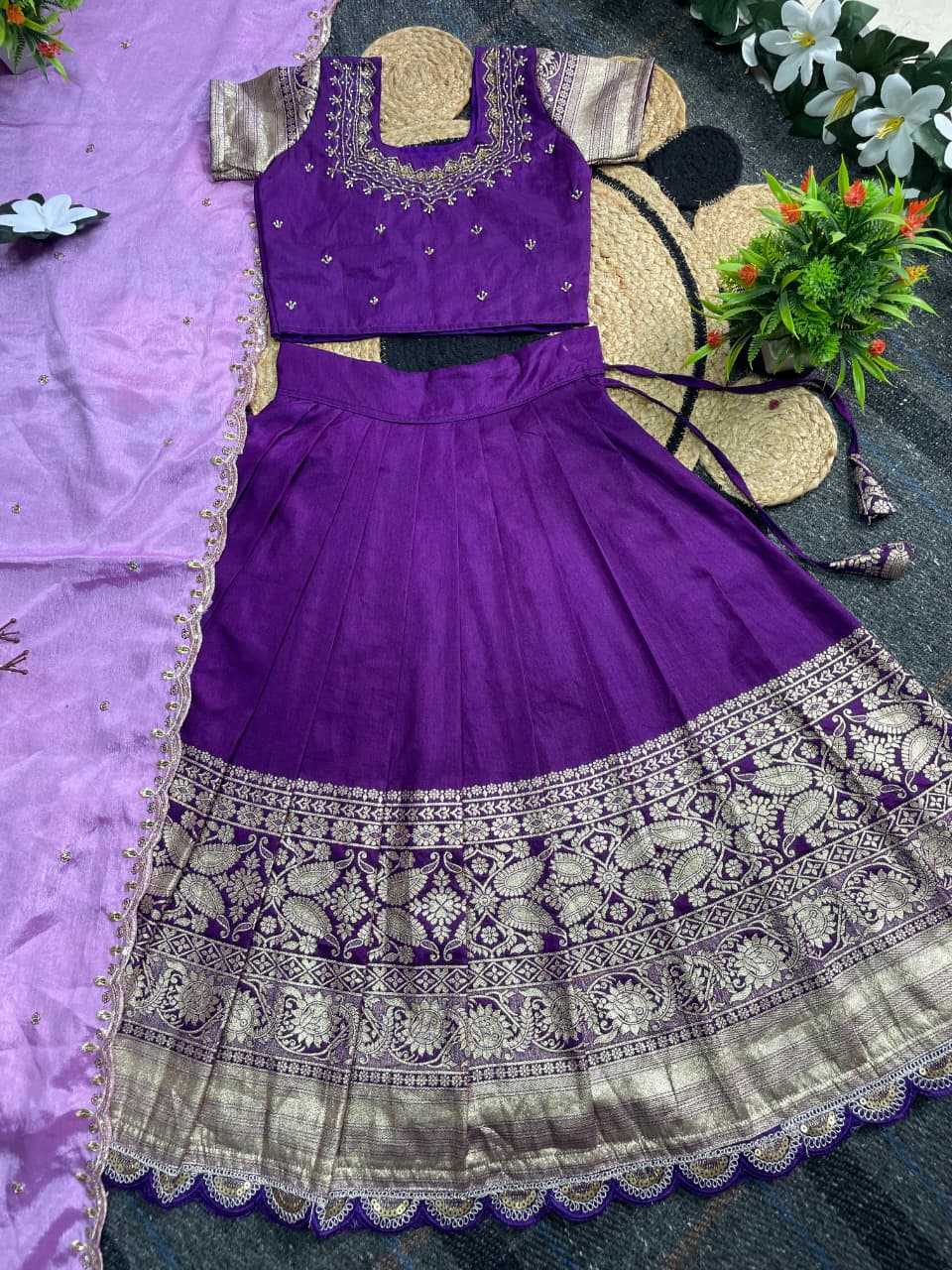 Ynf Pure Silk KESH505 SANIYA Kids Wear Festive Collections Wholesale Kids Lehenga Choli Kids Festive Wear Pongal Collections Manufacturer- Kids Exports