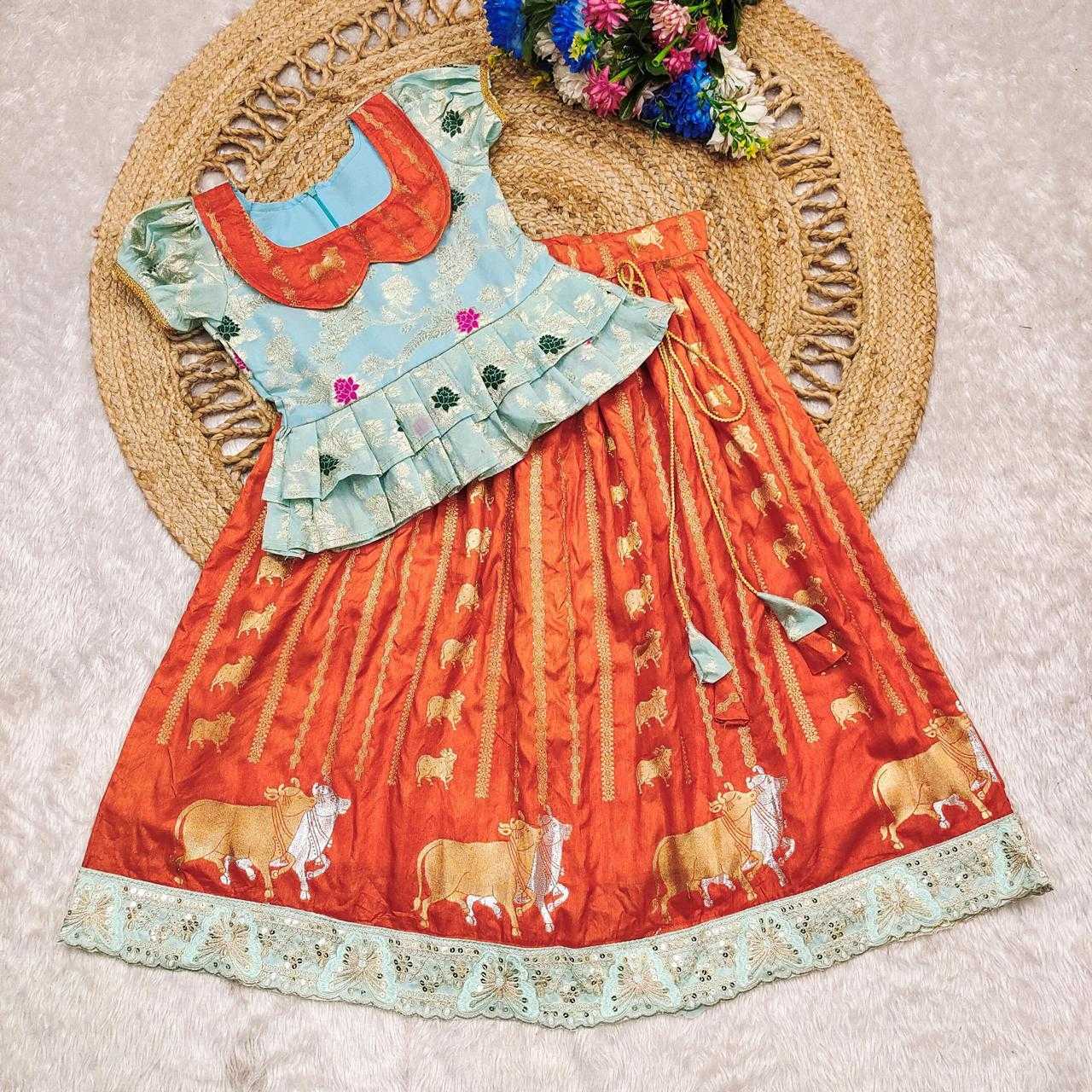Ynf Russian Silk KESH503 8084 Kids Wear Wholesale Indian Wear For Kids Kids Lehenga Choli Kids Festive Wear Manufacturer- Kids Exports