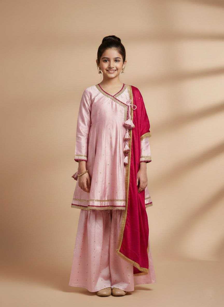 Ynf Chanderi Cotton KESH461 223 Kids Wear Wholesale Kids Sharara Kids Festive Wear Kids Party Wear Ethnic Manufacturer- Kids Exports