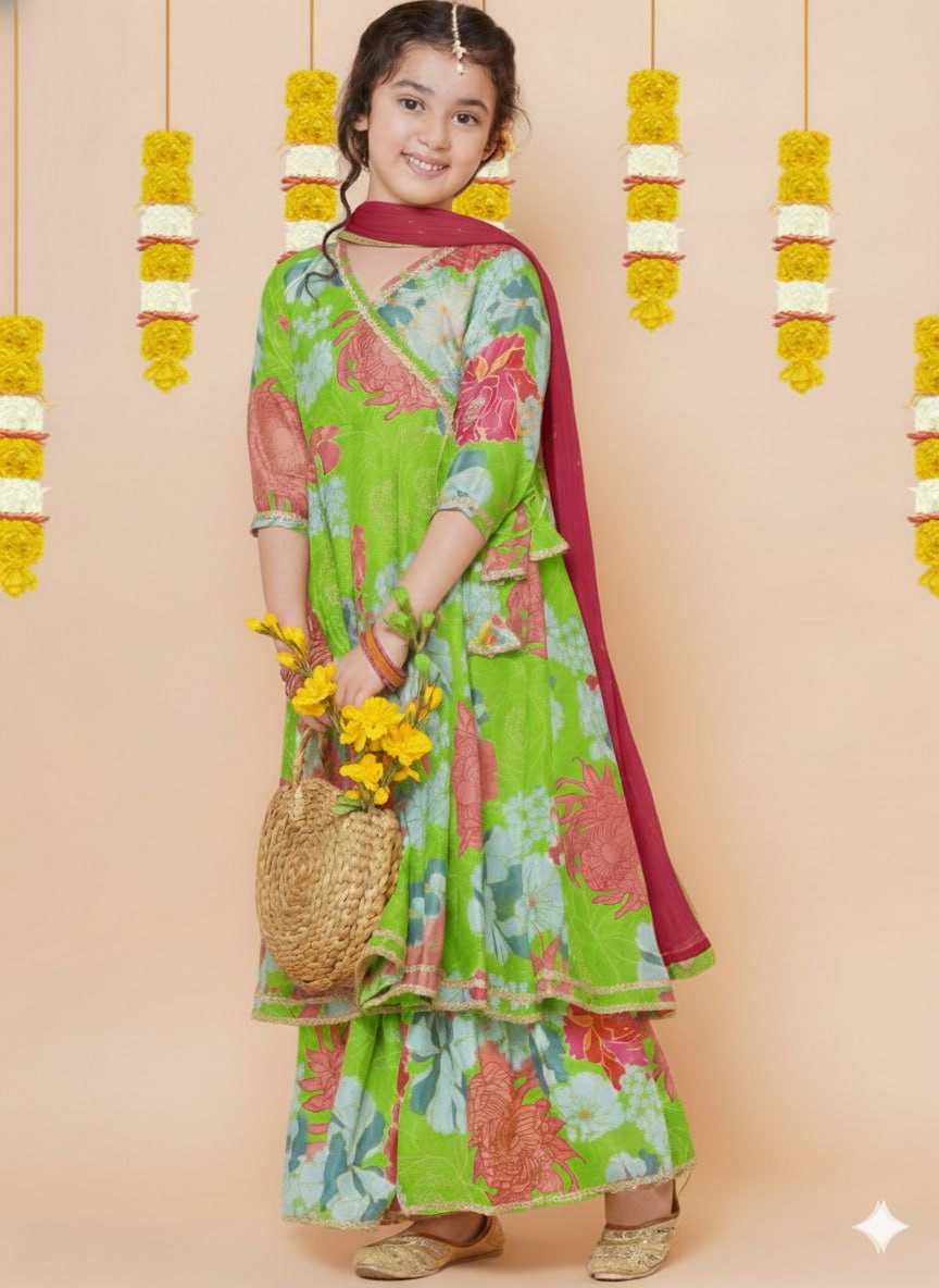 Ynf Chanderi Silk KESH642 078 Kids Wear Wholesale Kids Sharara Kids Co-ord Set Girls Kurti Manufacturer- Kids Exports