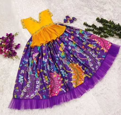 Ynf Chinon Silk RIN235 LOTUS Kids Wear Wholesale Kids Lehenga Embroidered Frock Kids Party Wear Ethnic Manufacturer- Kids Exports