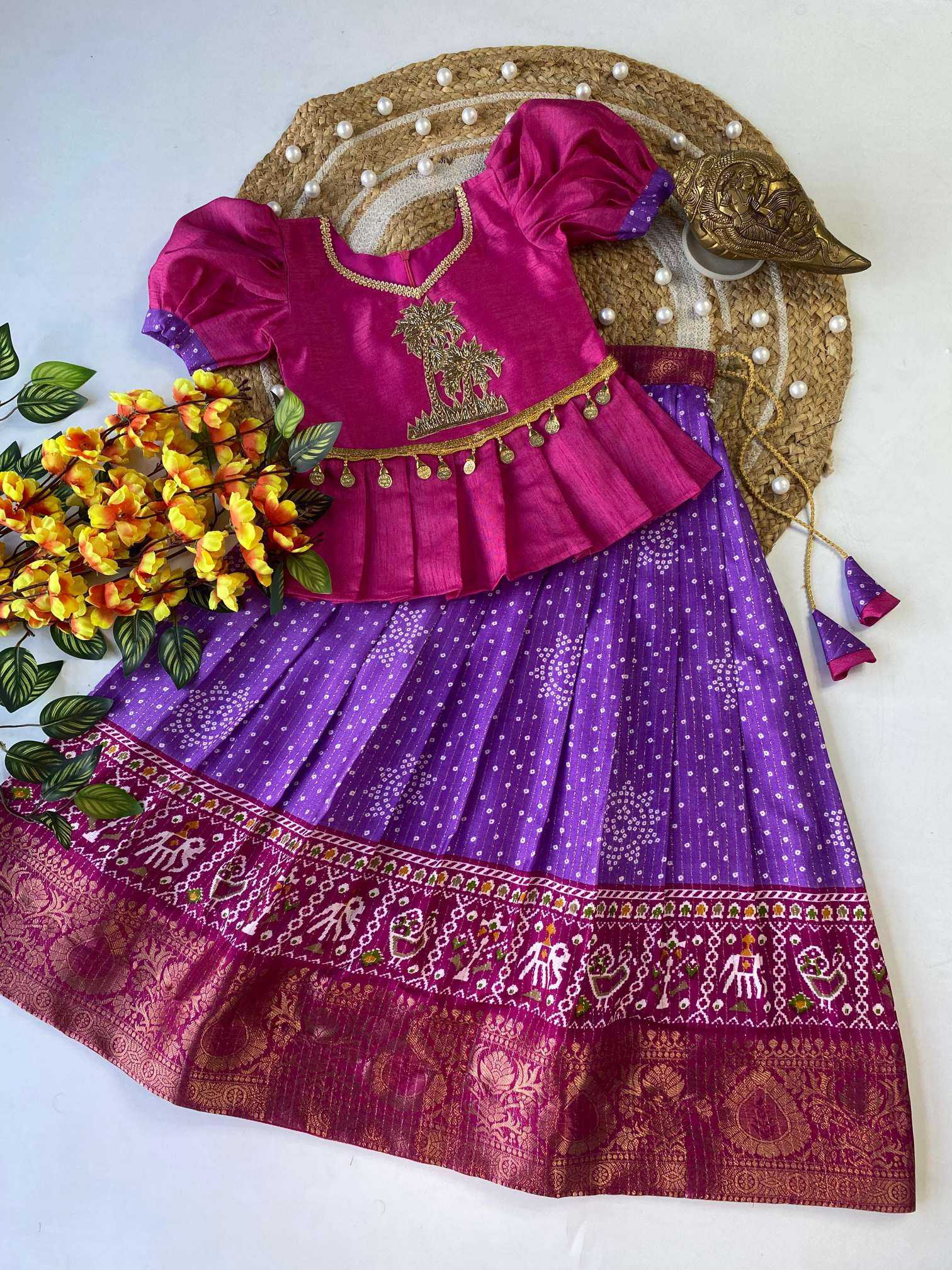 Ynf Dola Silk RIN235 tree work Kids Wear Wholesale Kids Ethnic Wear Kids Traditional Outfits Kids Lehenga Choli Manufacturer- Kids Exports