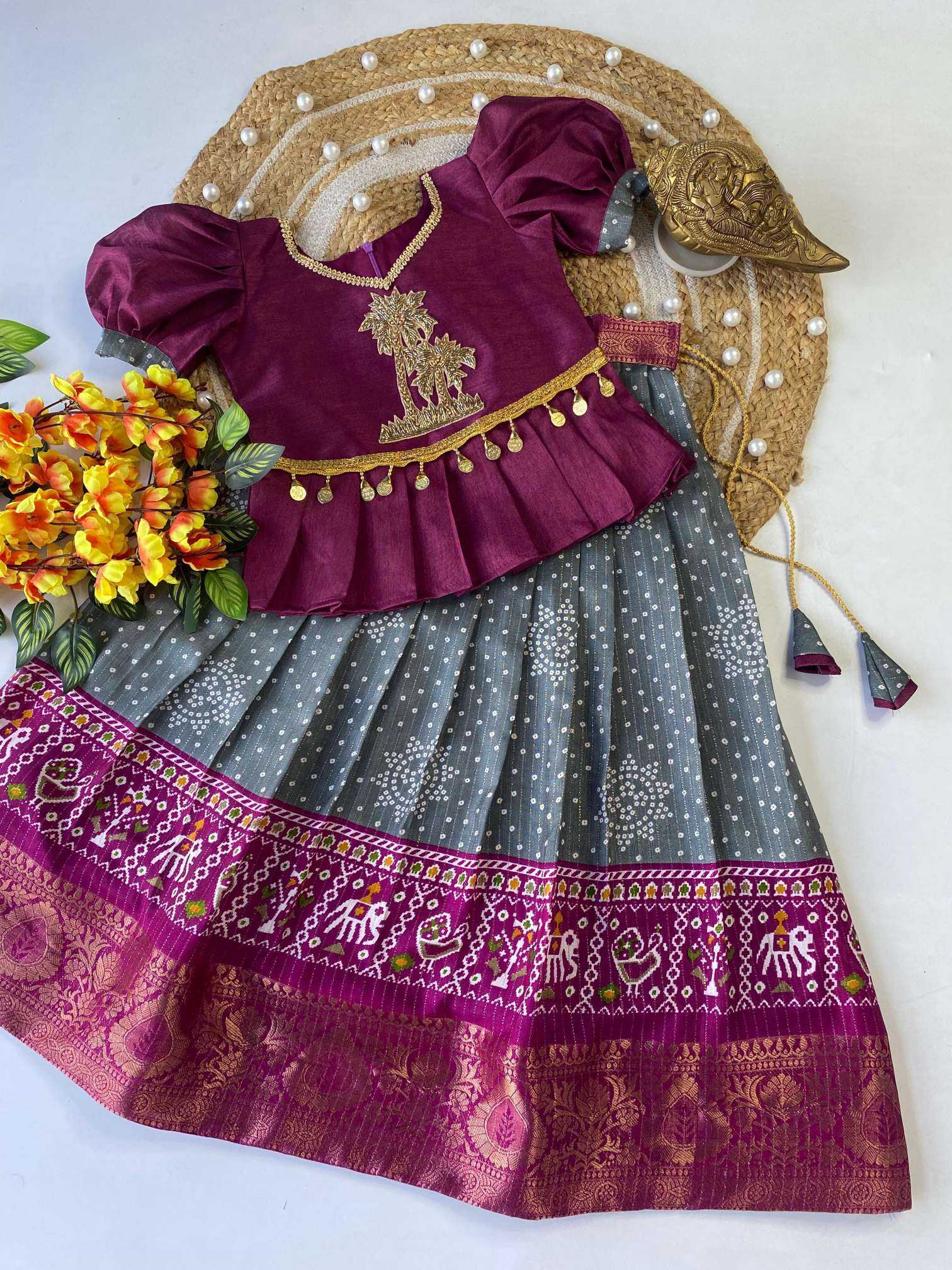 Ynf Dola Silk RIN235 tree work Kids Wear Wholesale Kids Ethnic Wear Kids Traditional Outfits Kids Lehenga Choli Manufacturer- Kids Exports