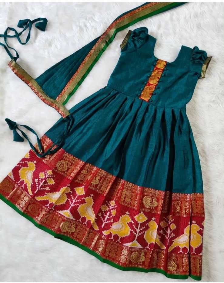 Ynf Fancy RIN235 Kalamkari Kids Wear Wholesale Kids Gown Kids Designer Frock Kids Festive Wear Manufacturer- Kids Exports