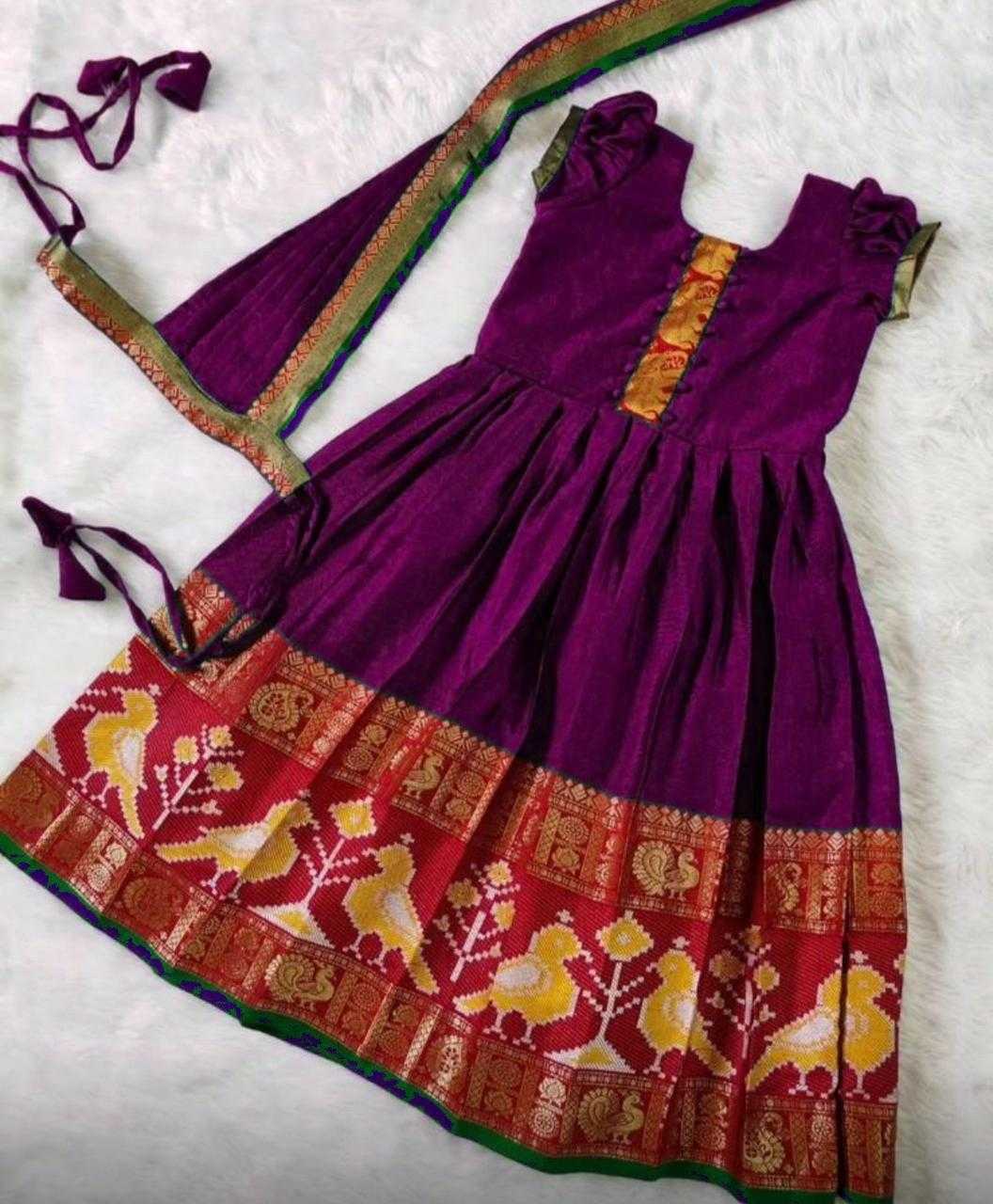 Ynf Fancy RIN235 Kalamkari Kids Wear Wholesale Kids Gown Kids Designer Frock Kids Festive Wear Manufacturer- Kids Exports